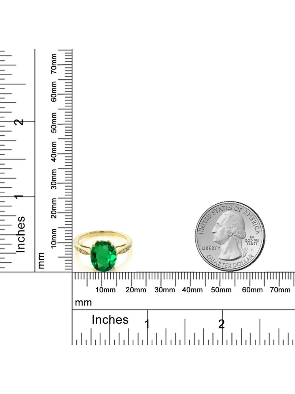 14K Yellow Gold Green Simulated Emerald and Diamond Engagement Ring Y57882