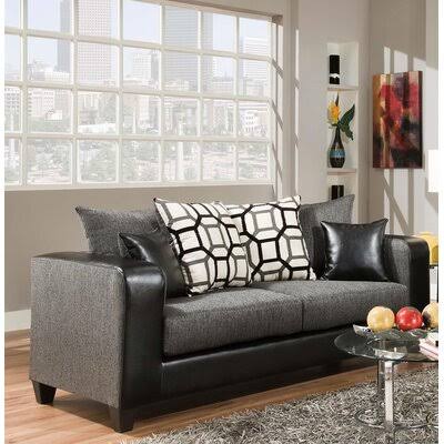Charcoal Polyester Square Arm Sofa L669