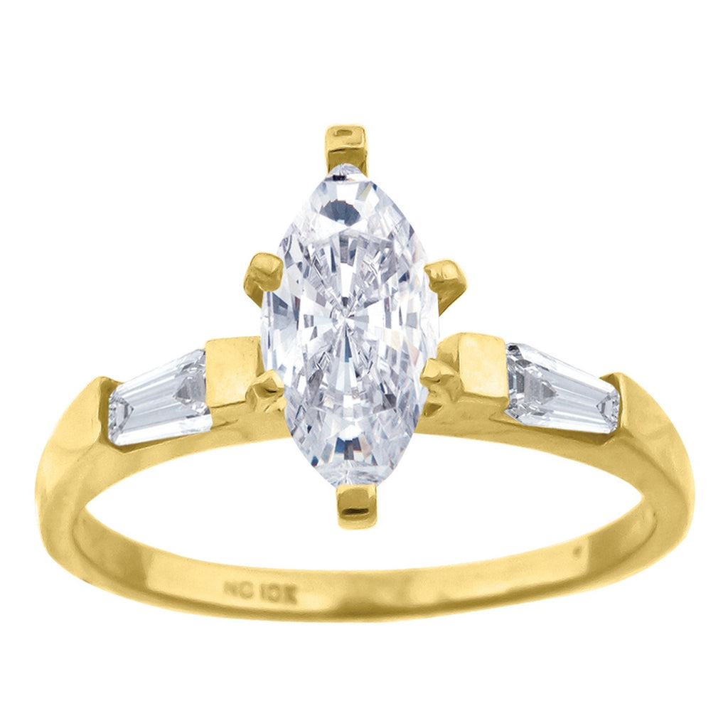 10k Yellow Gold Marquise and Baguette CZ Engagement Ring M6729