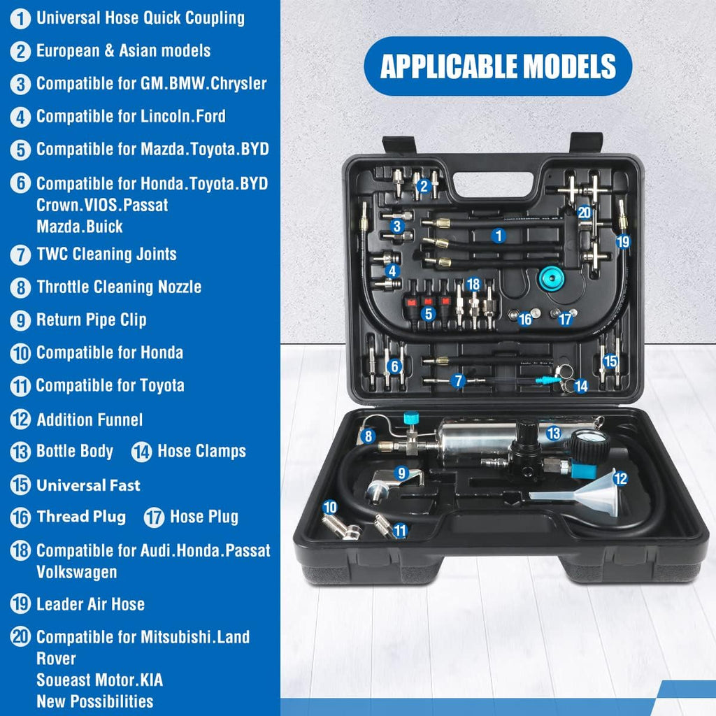 Fuel Injector Cleaner Machine for Gasoline Car, Non-Dismantle Fuel System Cleaner Set S8431