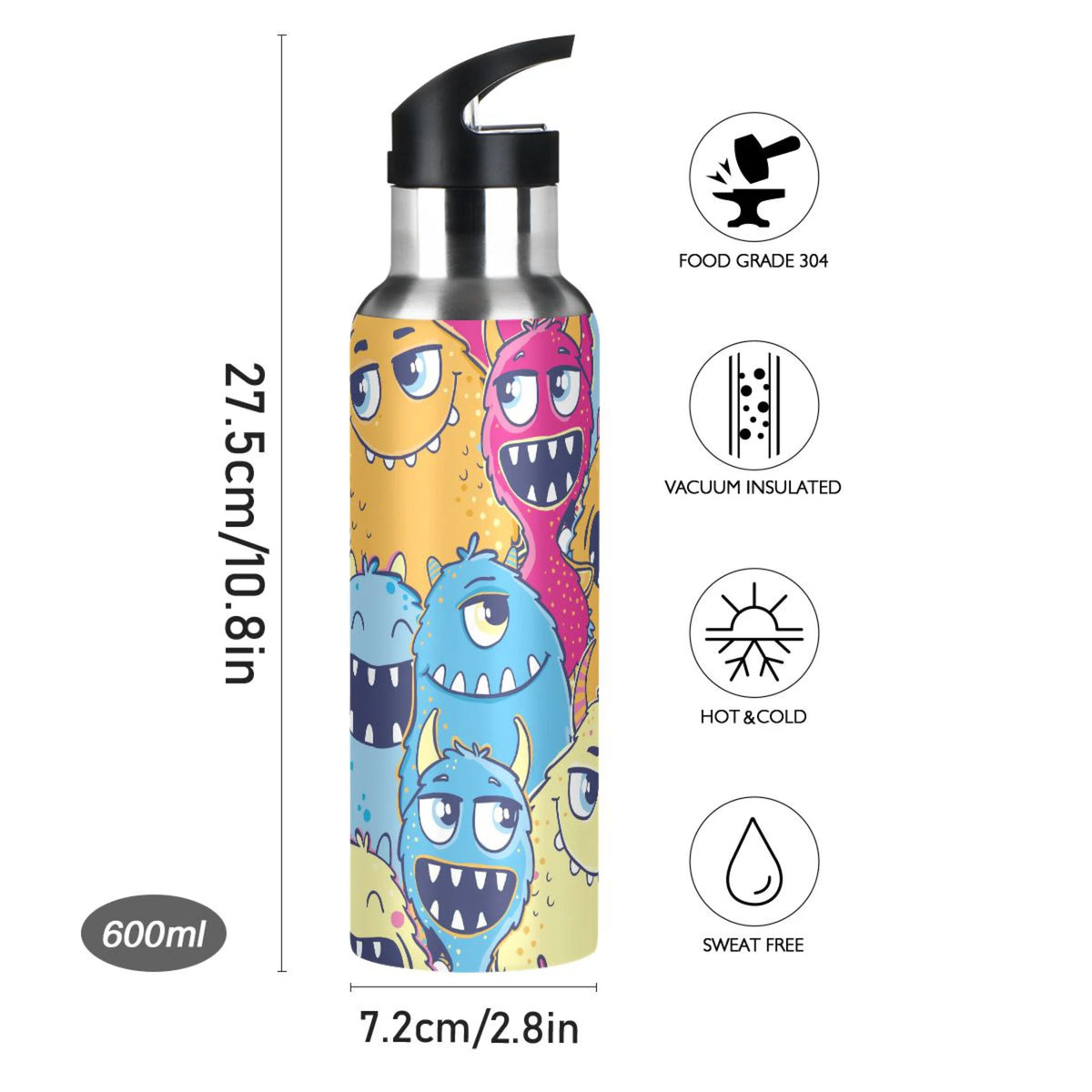 Stainless Steel Insulated Water Bottle with Straw Lid S352158