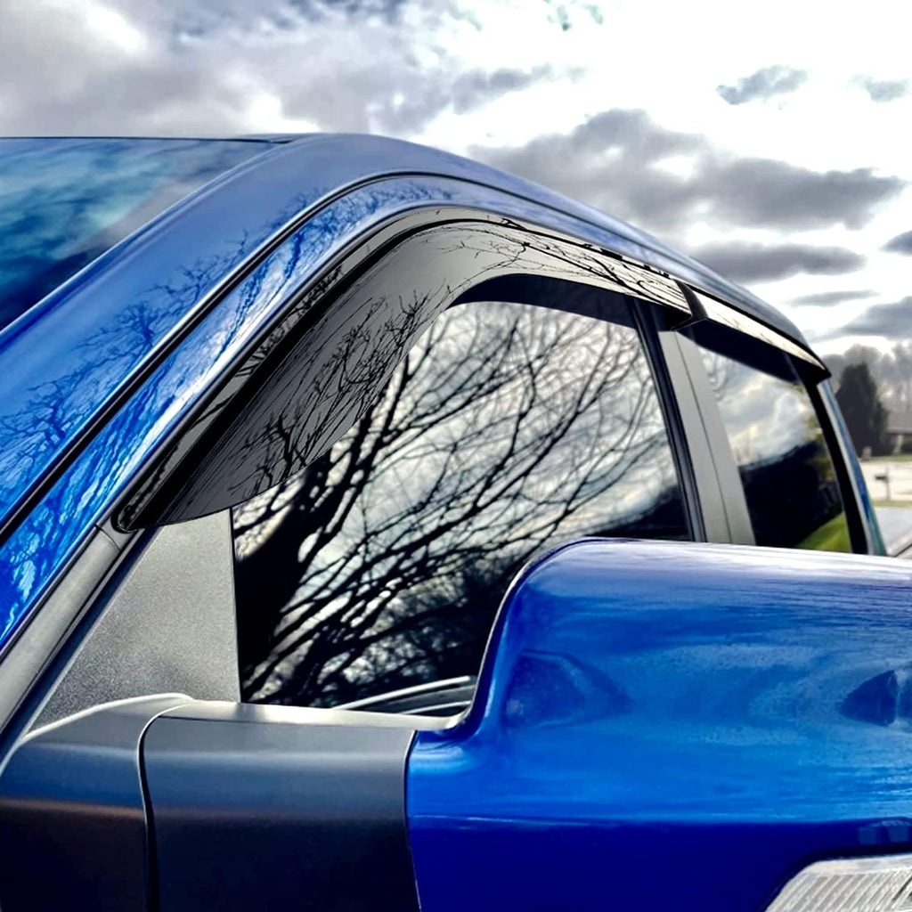 Shatterproof Side Window Deflectors for Trucks Dodge RAM 1500 2019-2022 Crew Cab, Tape-on Rain Guards, 4pcs T184