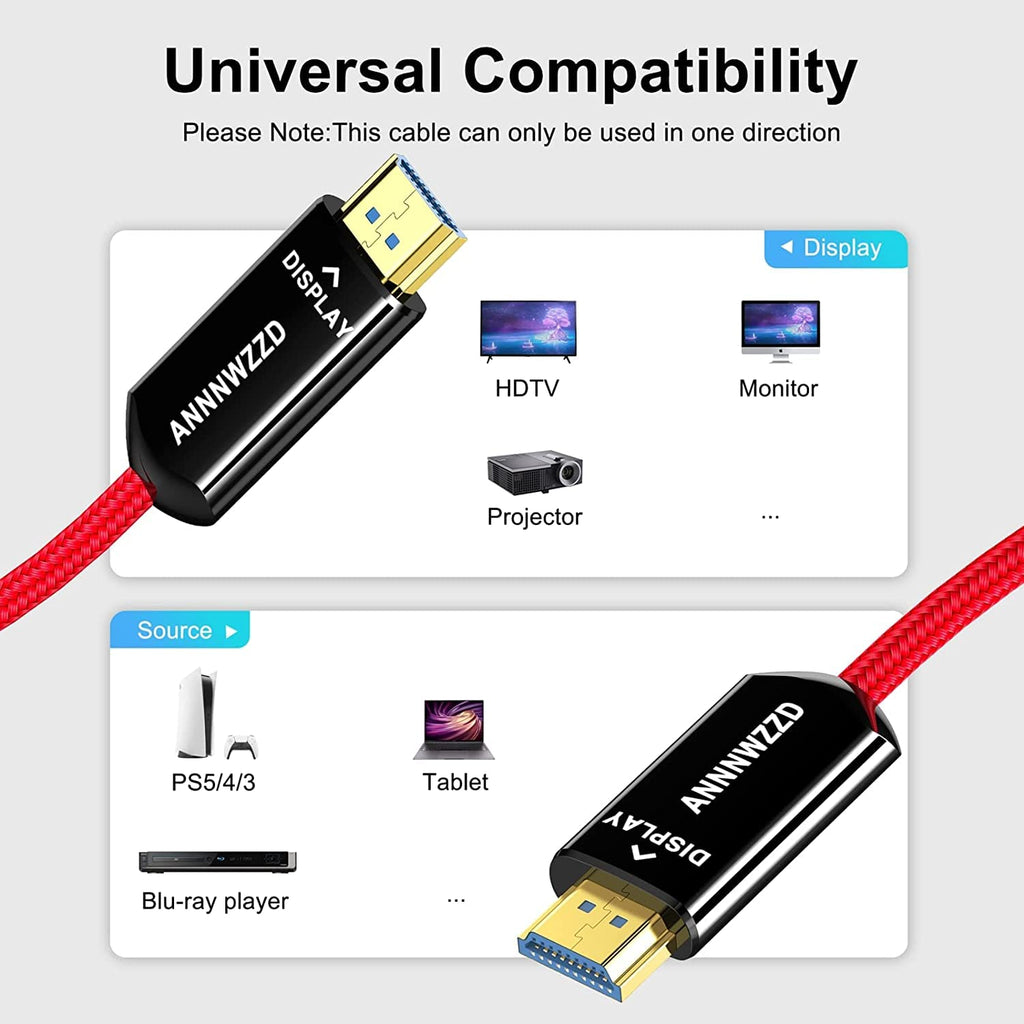 8K HDMI 2.1 Fiber Optic Cable, 100FT, Pack of 2 P653
