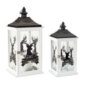 Set of 2 Wood Merry Christmas Lantern B934