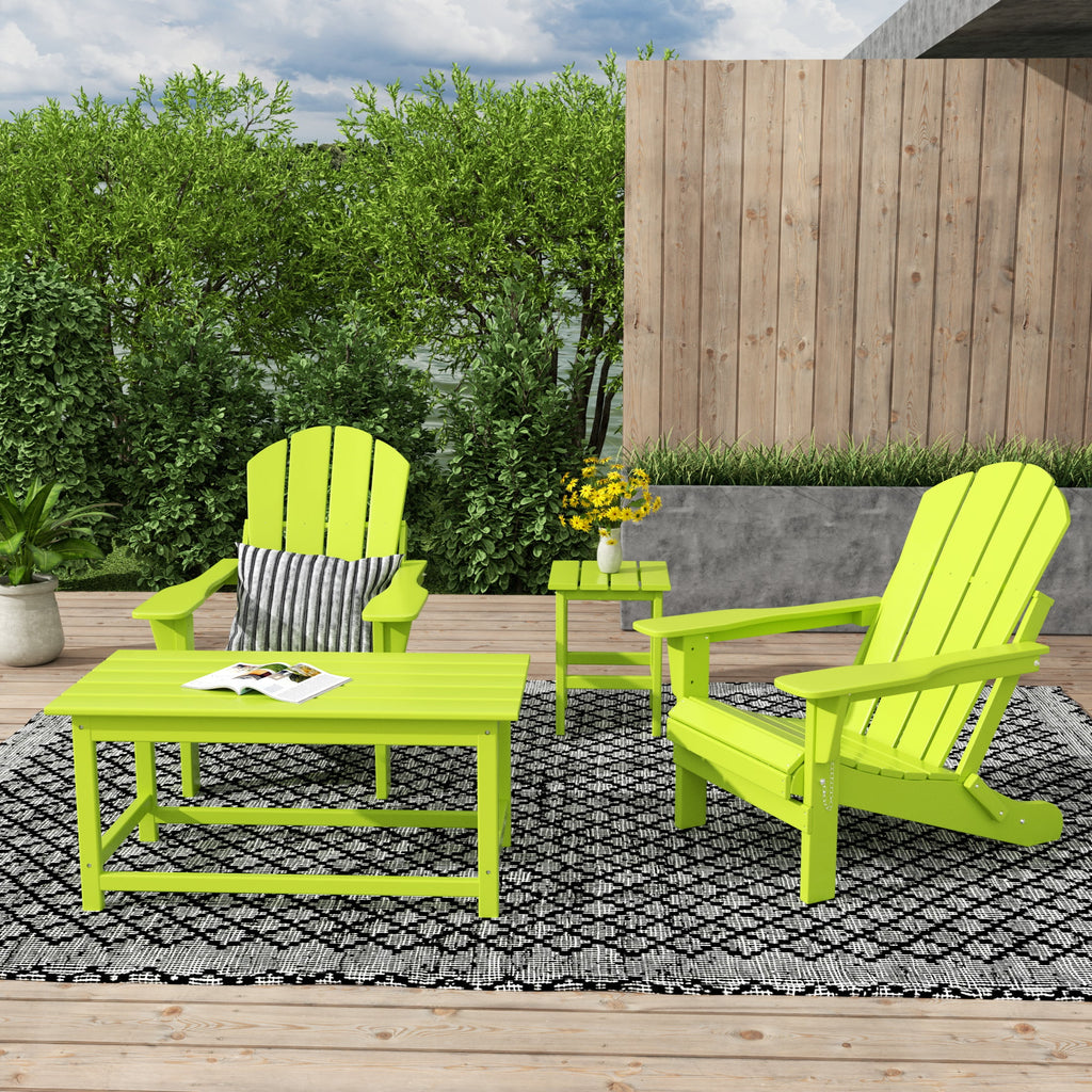 Lime 4-Pieces Outdoor Patio Furniture Set with Coffee Table and Side Table M332