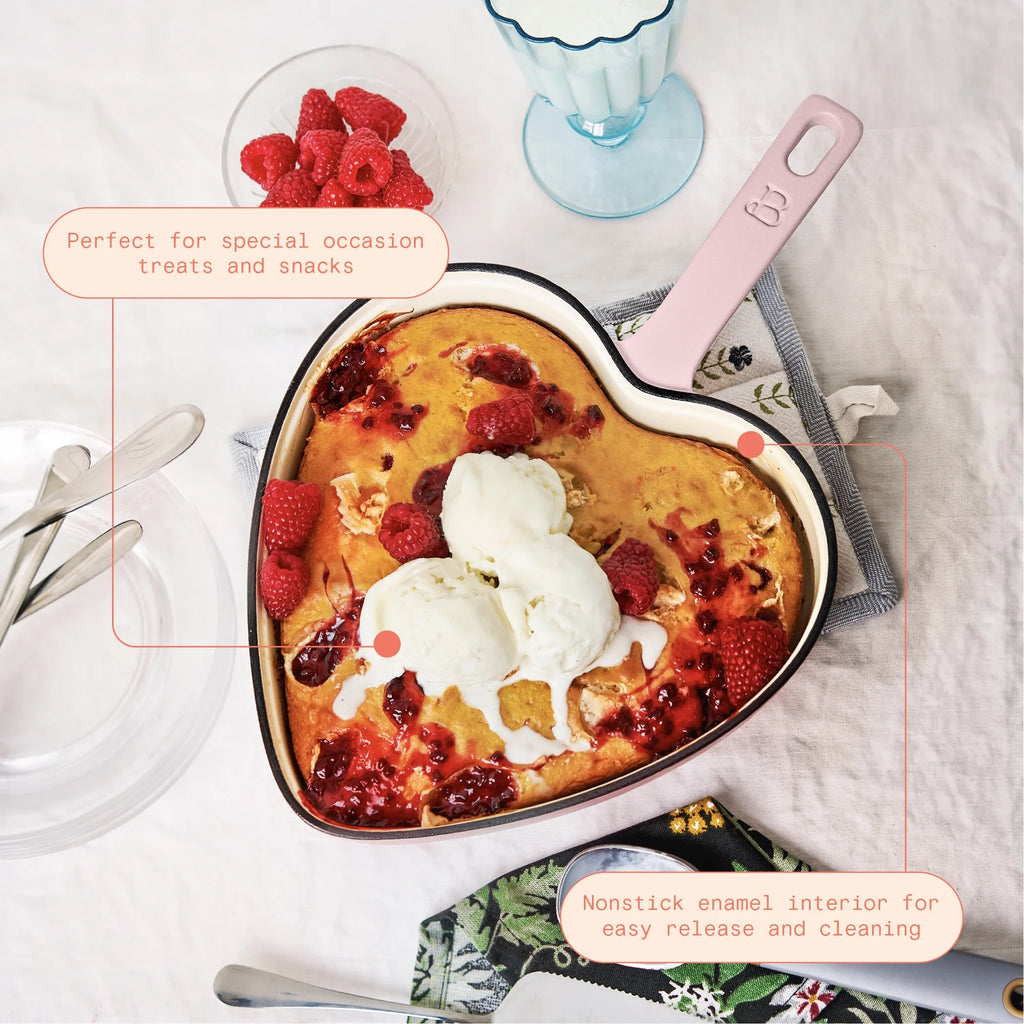 Pink Champagne Enameled Cast Iron Heart Skillet I94879
