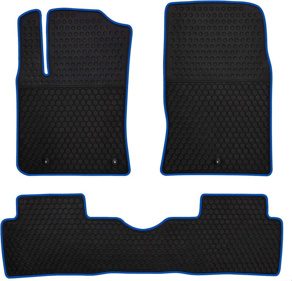 Blue Rubber Car Floor Mats Front and Rear Row Set S23923