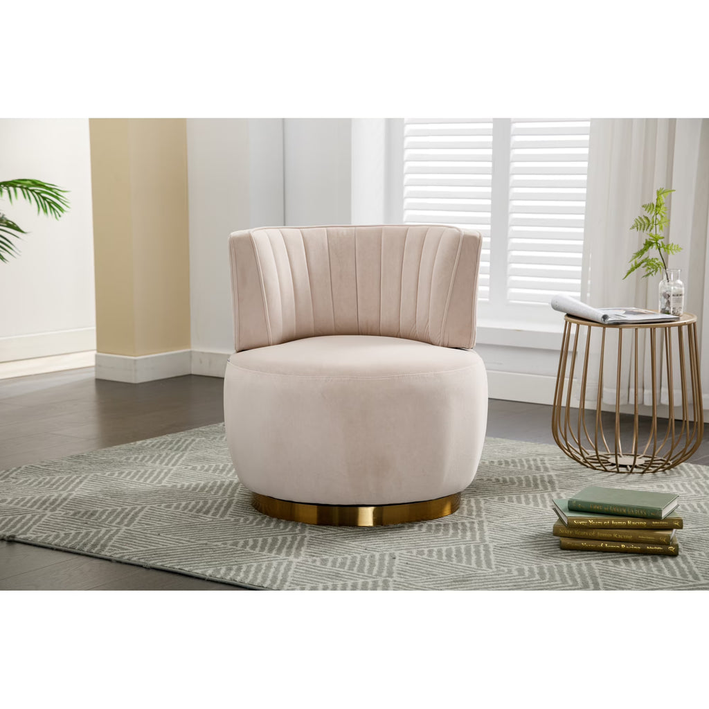 Velvet Swivel Barrel Accent Sofa Chair N6583