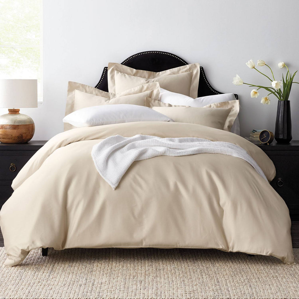 Pale Yellow Solid Twin Egyptian Cotton Sateen Duvet Cover O76827