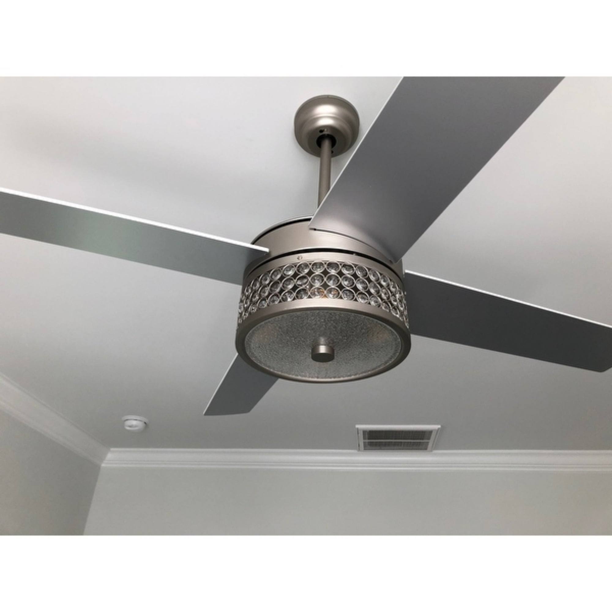 52-Inch Satin Nickel 4-Blades Ceiling Fan with Crystal Shade L716742