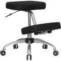 Ergonomic Kneeling Office Chair with Silver Frame in Black Fabric G67918