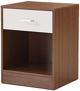 Red Oak & White Nightstand with Drawer Cabinet K213