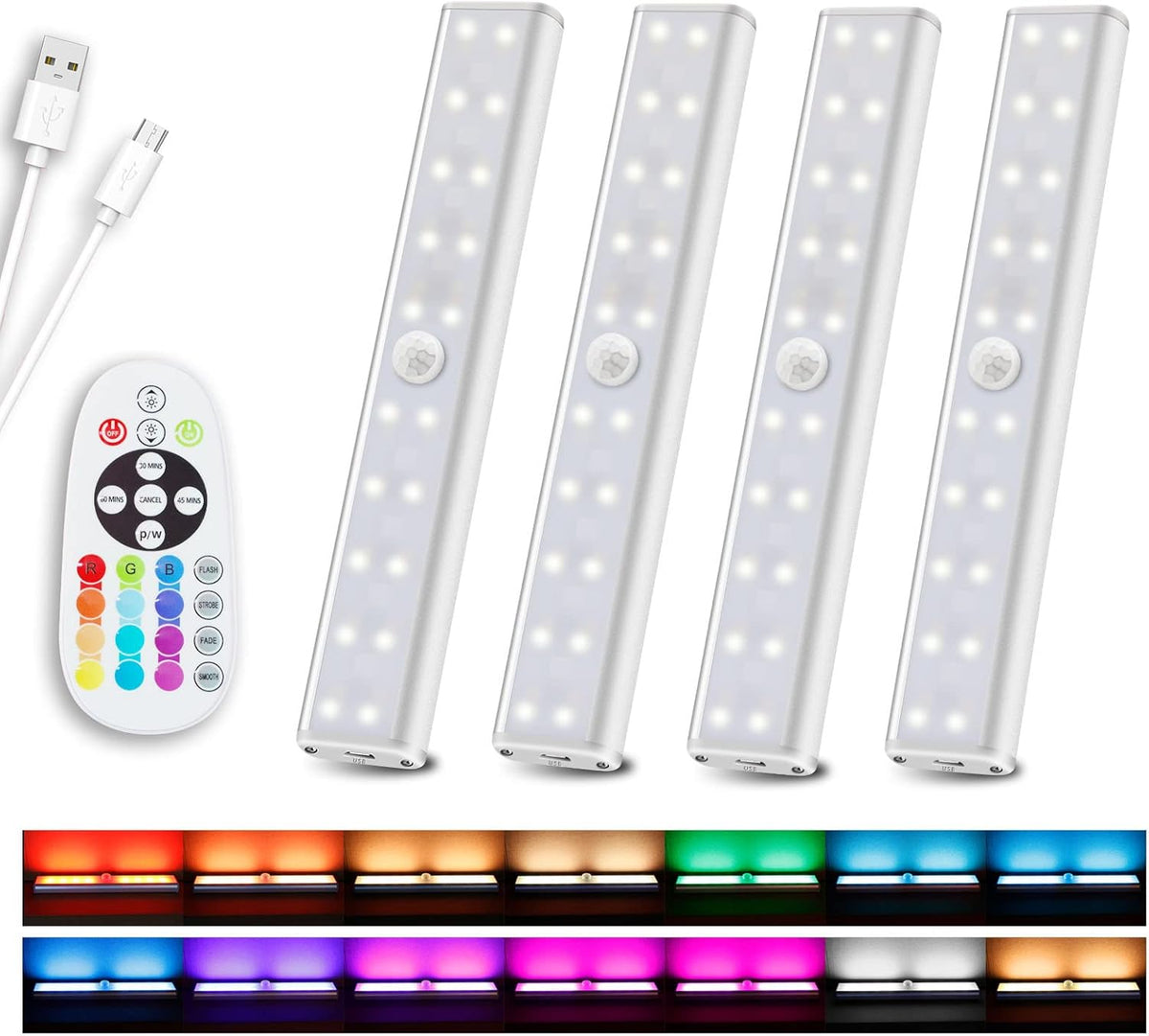 4 Pack Rechargeable Dimmable LED Under Cabinet Lights with Remote Control T77437