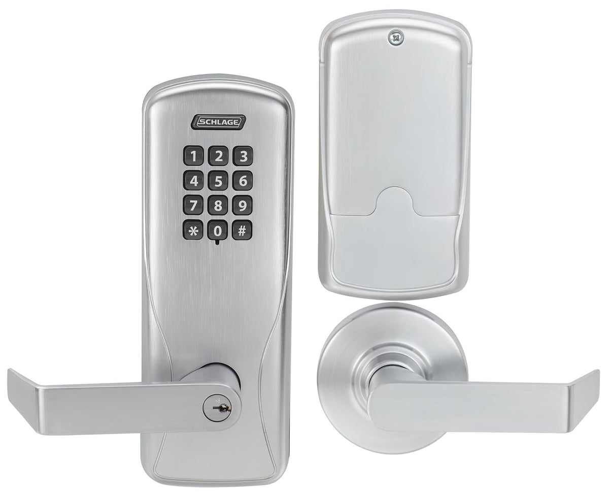 Cylindrical Electronic Lock with Keypad, Satin Chrome Finish S123037