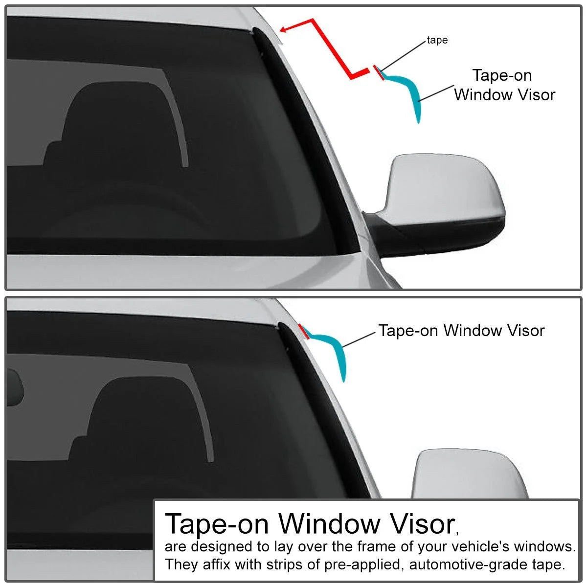 2pcs Dark Smoke Window Visor Deflector D26376