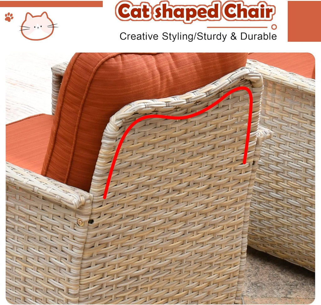 Beige Wicker Patio Chair Set with Pet House H989403