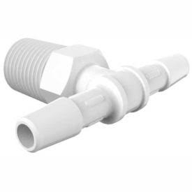 1/4-19 BSP to 1/4x22 Barbed Tee, White Nylon T99265