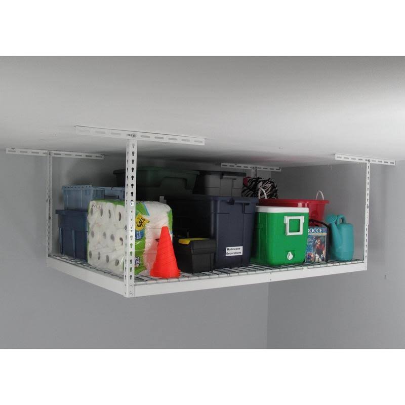 White Overhead Garage Storage Rack U437921