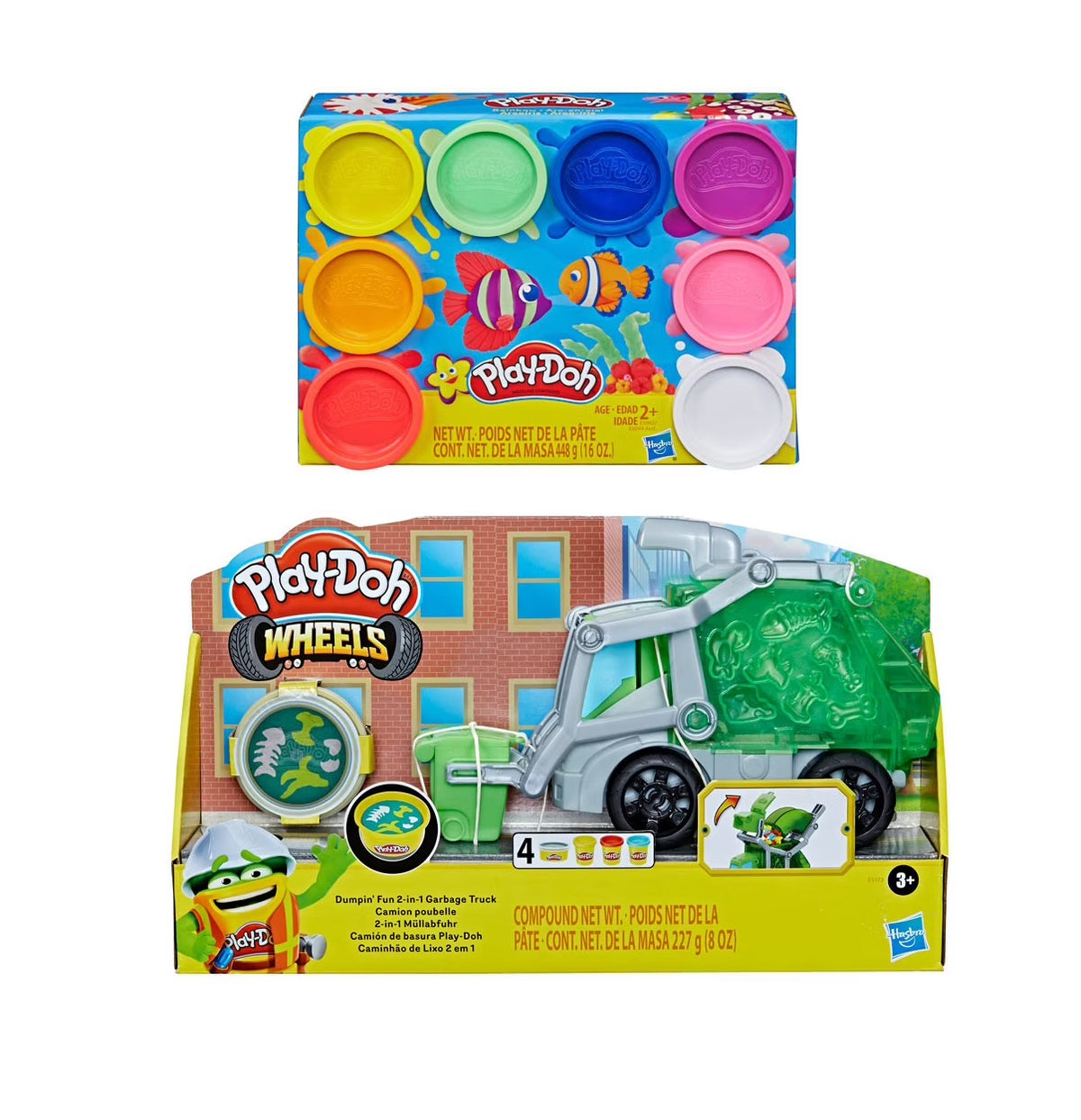 Play Doh 2 in 1 Garbage Truck + 8 Pack Rainbow Compound B7031