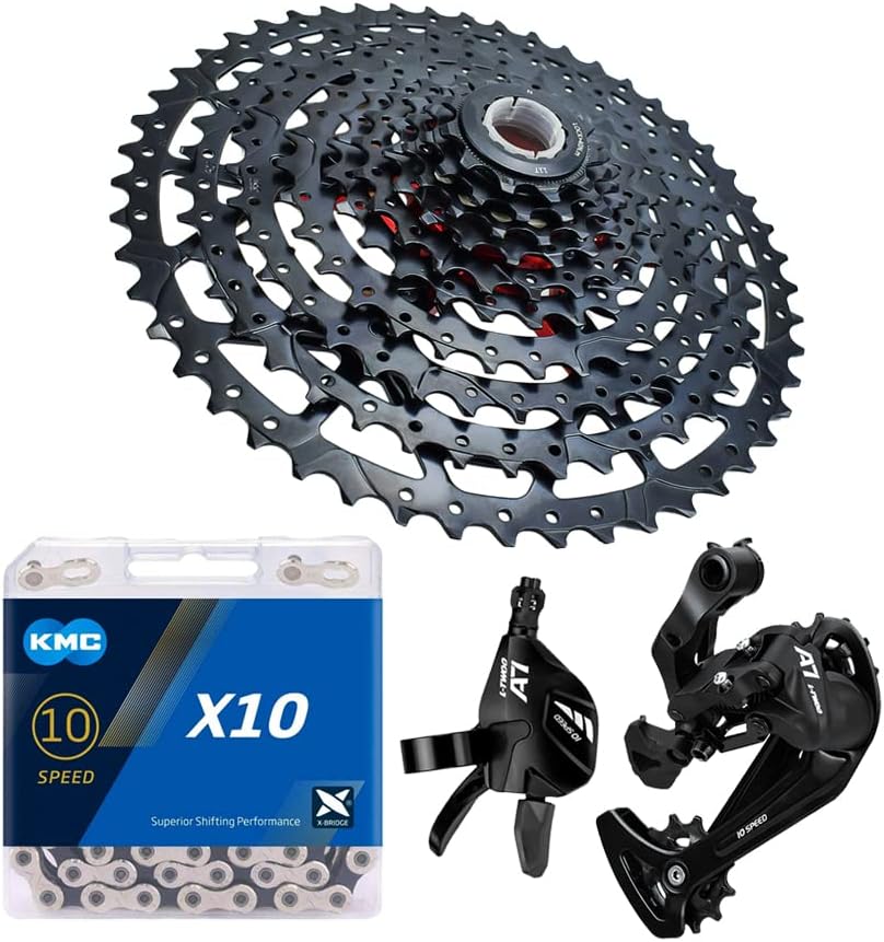 10 Speed MTB Groupset with KMC X10 Chain 11-50t Cassette and Rear Derailleur X617030
