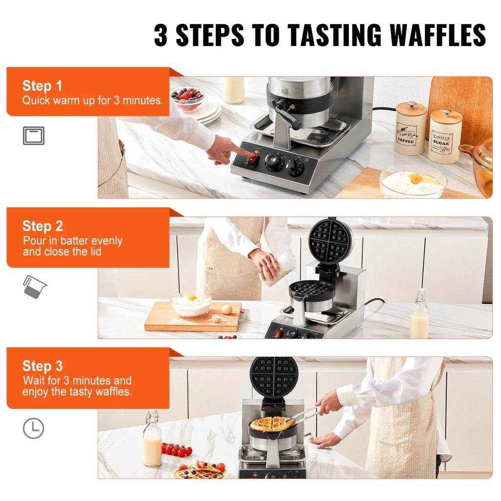 1300W Rotatable Non-Stick Round Waffle Maker H7556