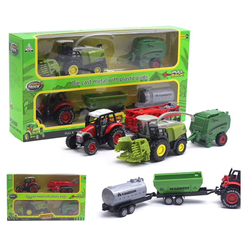 2Pcs 1/42 Diecast Tractor Harvester Farm Vehicle Car Model Toy D21105