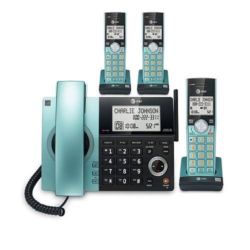 Silver/Black Corded/Cordless Phone with 3 Handsets O100