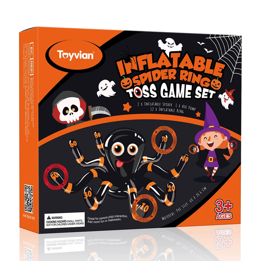 Inflatable Halloween Spider Ring Toss Game Party Supplies with Air Pump Y383495