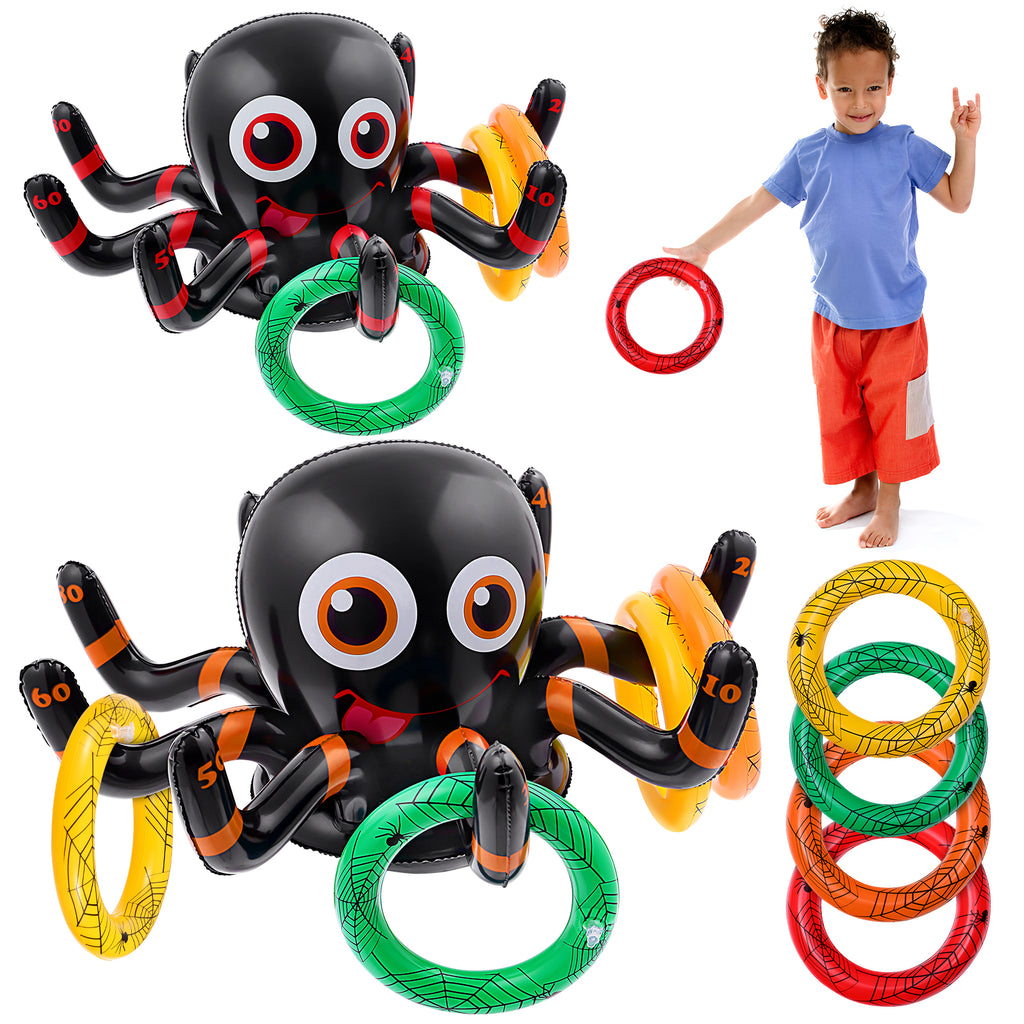 Inflatable Halloween Spider Ring Toss Game Party Supplies with Air Pump Y383495