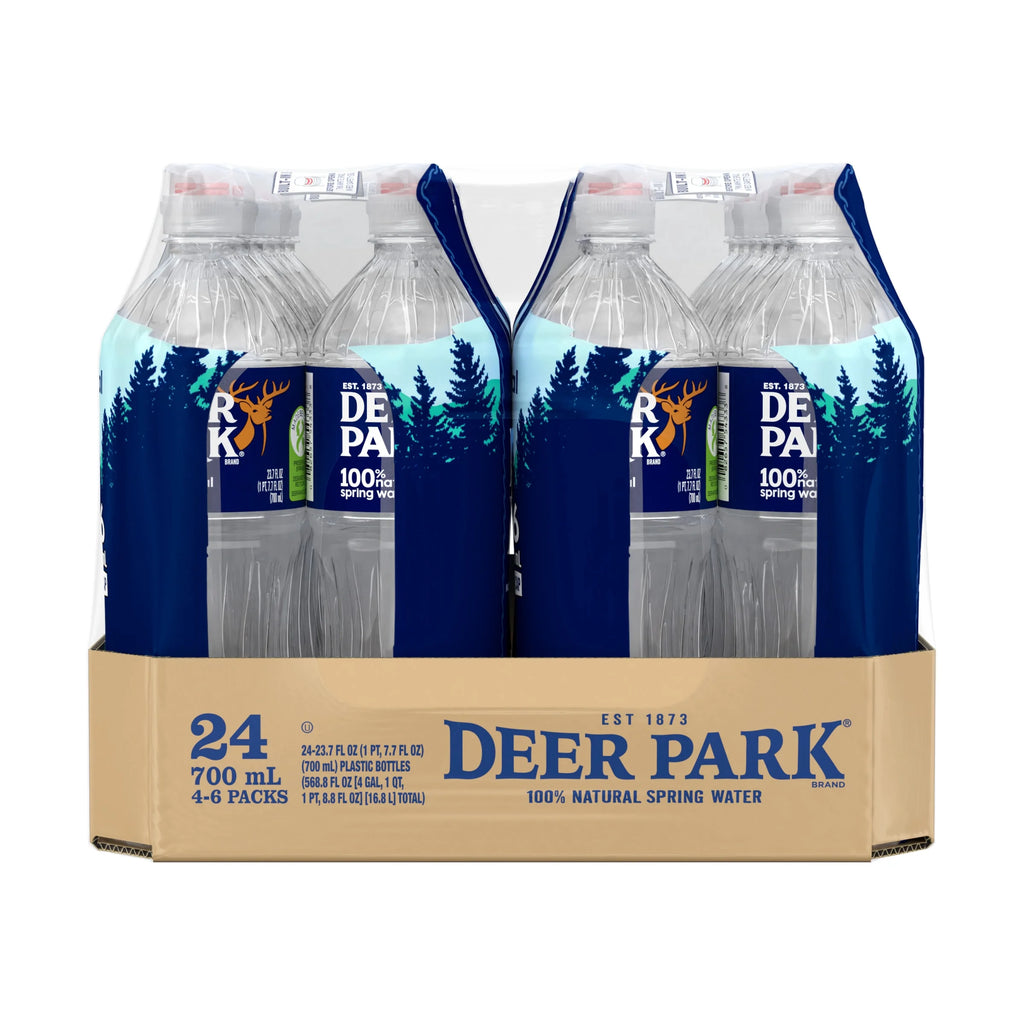 24 Pack Natural Spring Water 23.7 oz Plastic Bottles M38475