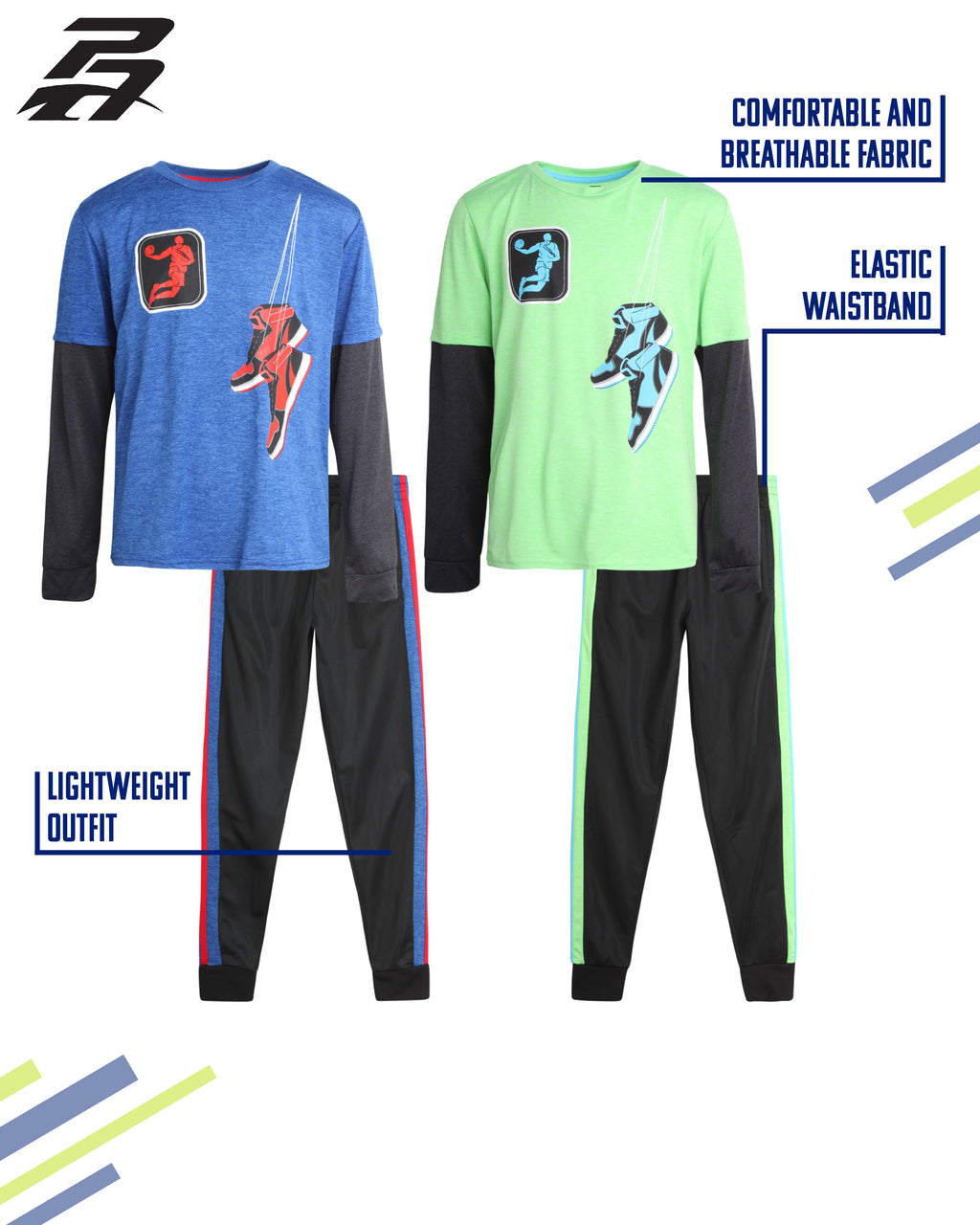 Boys’ 4 Piece Sweatsuit Set with Tricot Sweatpants T18389