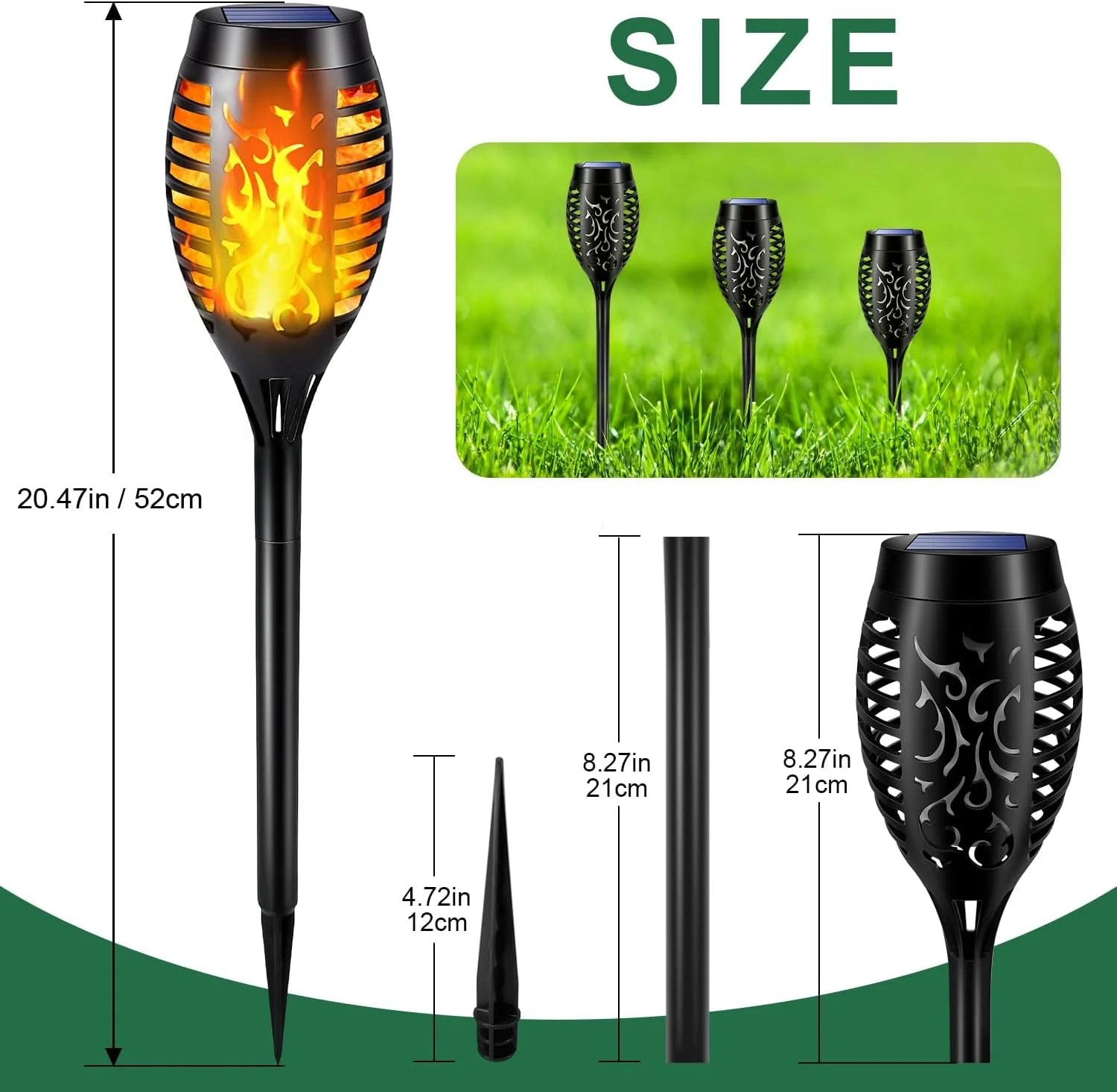 12 Pack Solar Torch Lights Outdoor, LED Flickering Solar Lights, Waterproof Flame Lights I347
