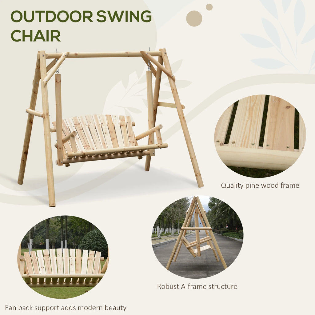 Natural Wooden Porch Swing Bench M533