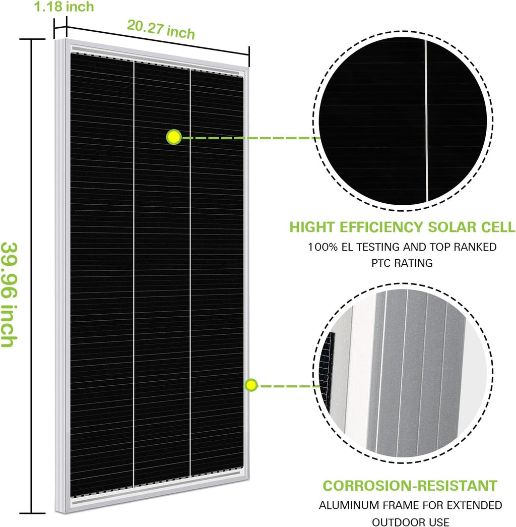 12 Volt 200 Watt Monocrystalline Solar Panel, 2 PCS 12V 100W W843620