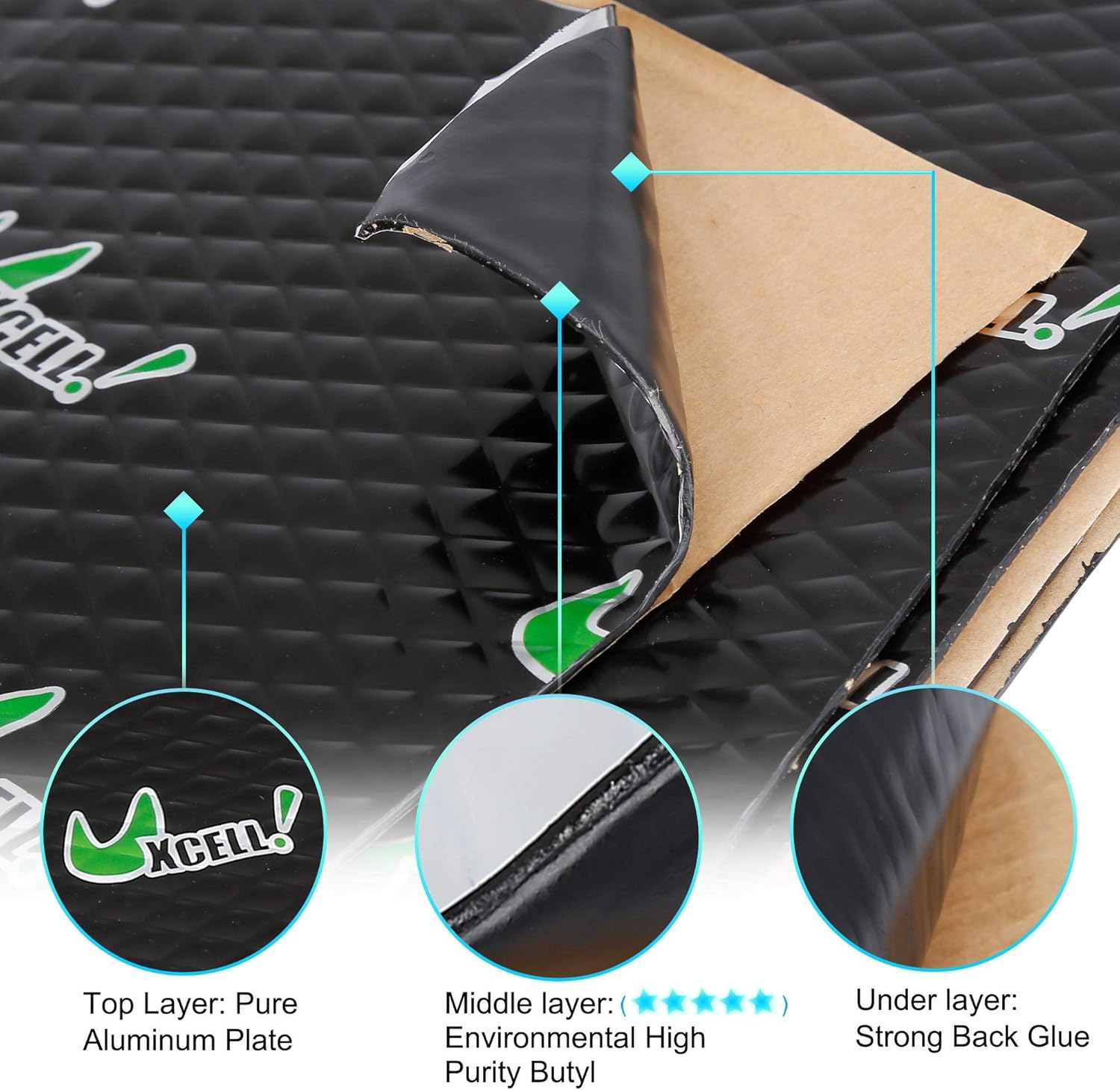 10pcs 80mil 25sqft Self Adhesive Sound Deadener Mat Black C118600