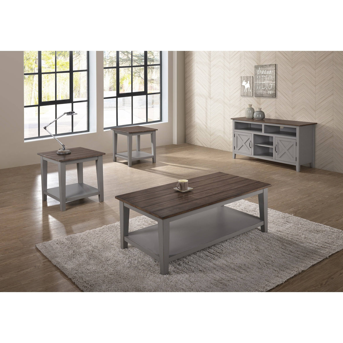Greige & Black End Table K718