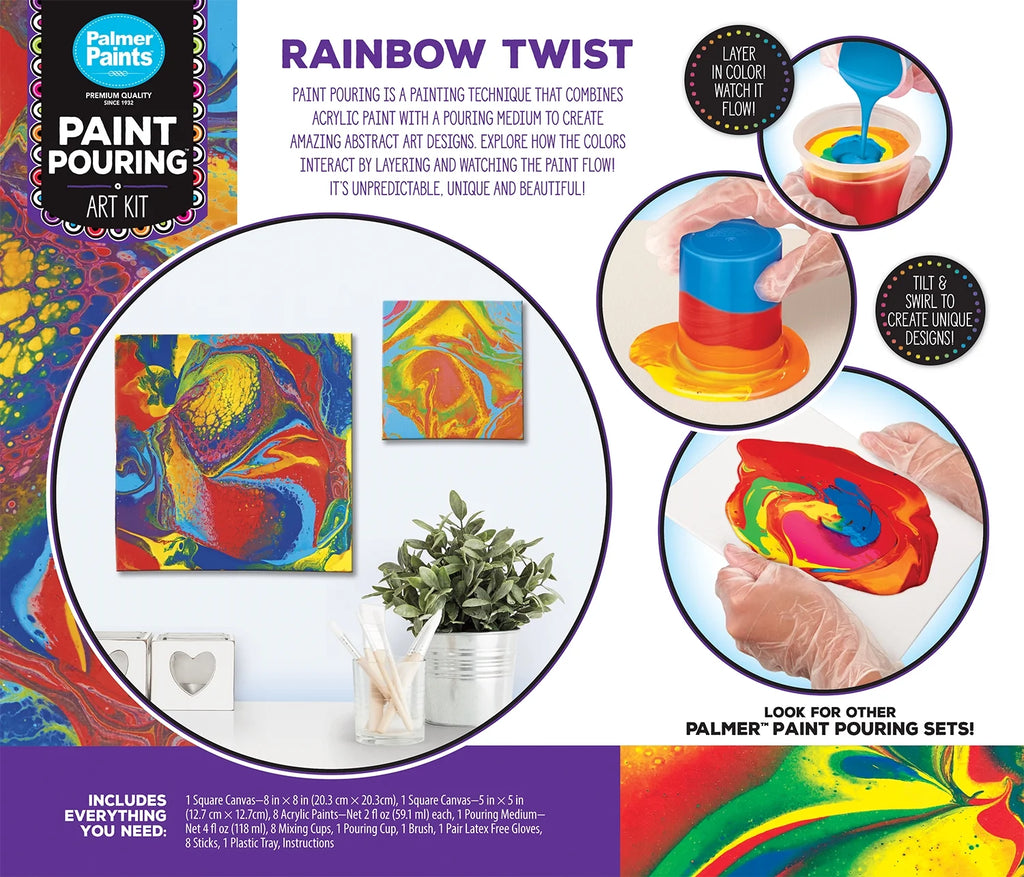 Rainbow Twist Acrylic Paint Pouring Art Activity Kit E12203