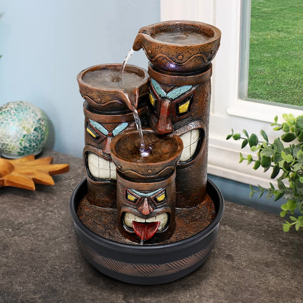 3-Tier Tabletop Water Fountain with Light U7456