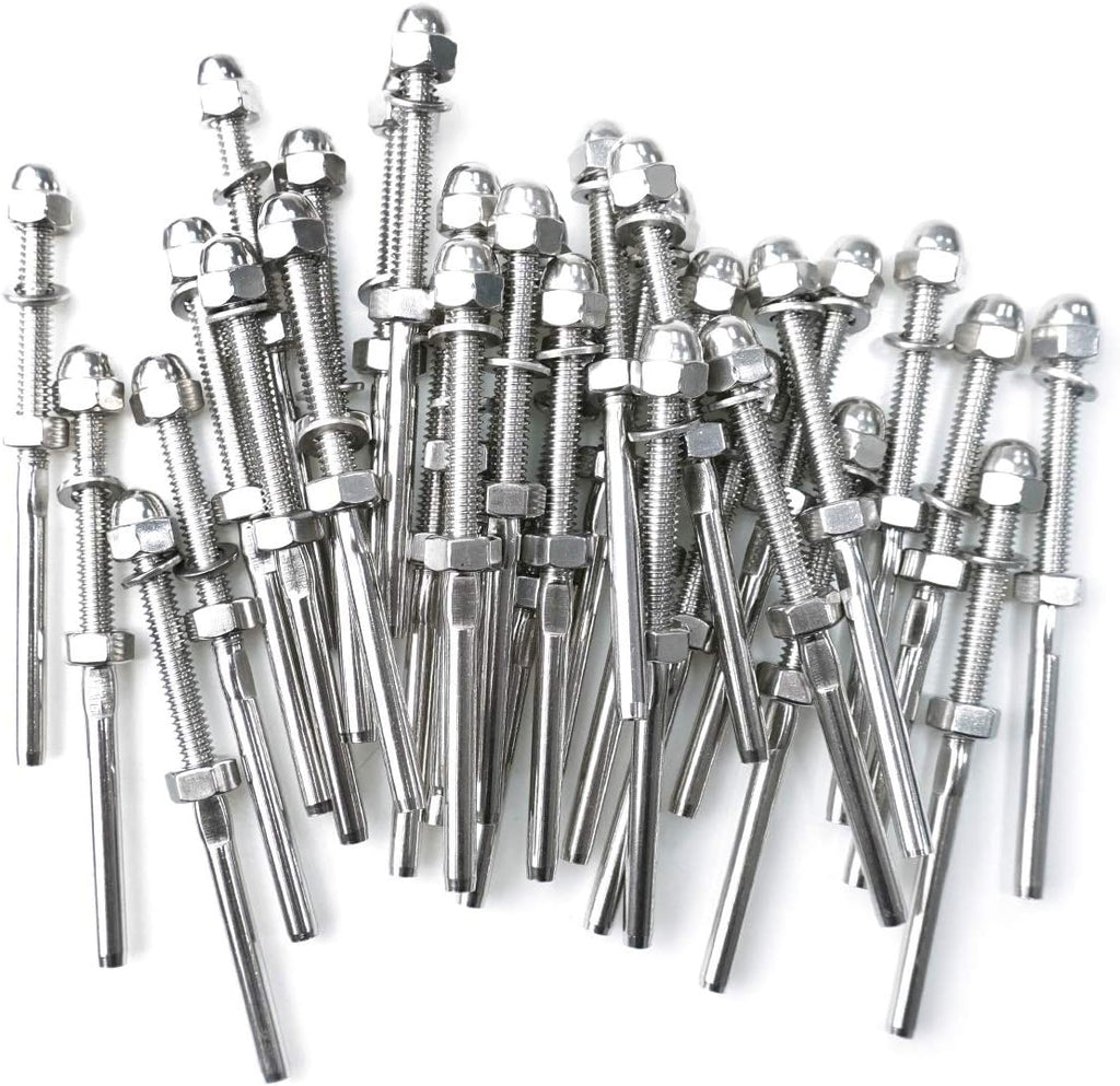 T316 Stainless Steel Cable Railing Hardware Kit, 32pcs 1/8 Cable Wire Tensioner B72486
