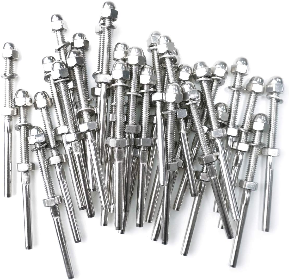 T316 Stainless Steel Cable Railing Hardware Kit, 32pcs 1/8 Cable Wire Tensioner B72486
