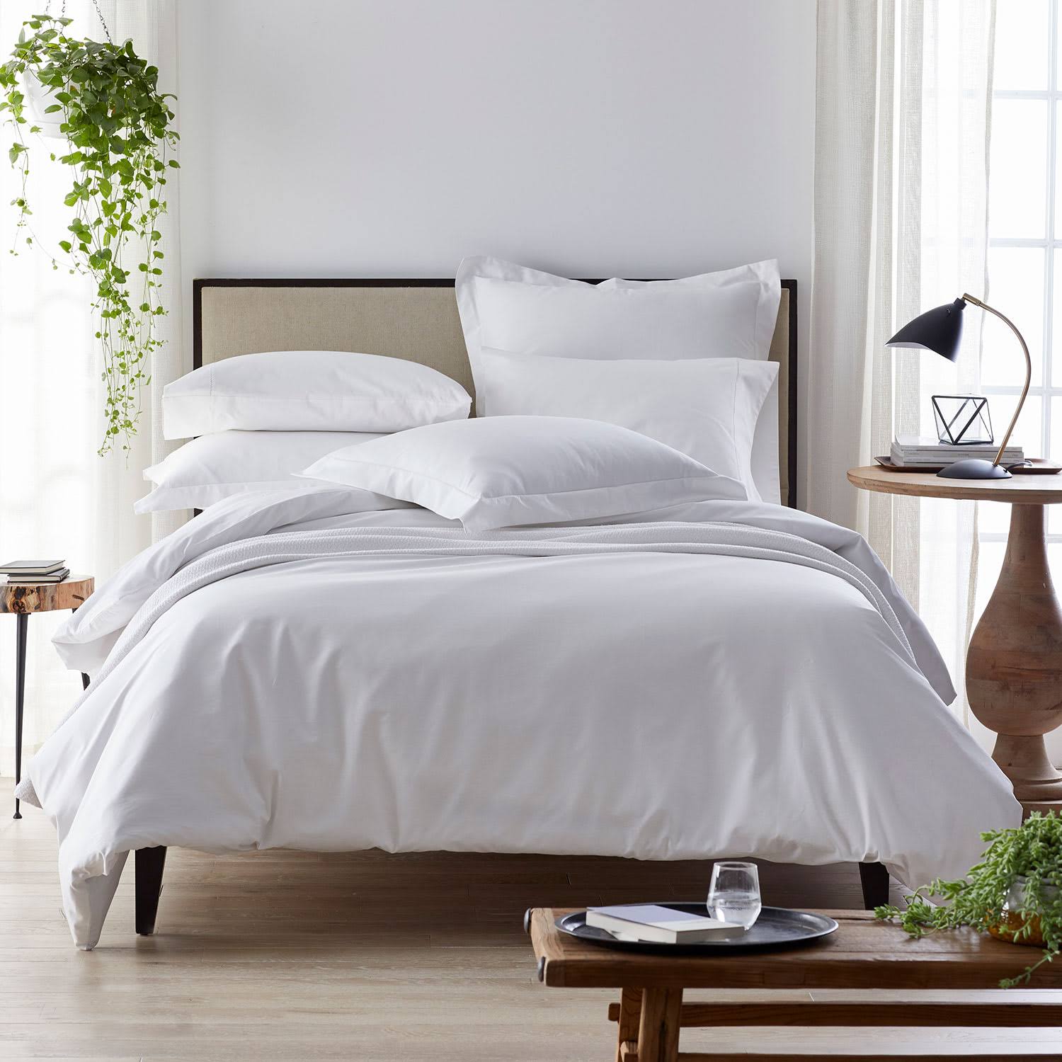 Organic White Solid Sateen Twin Duvet Cover H582802