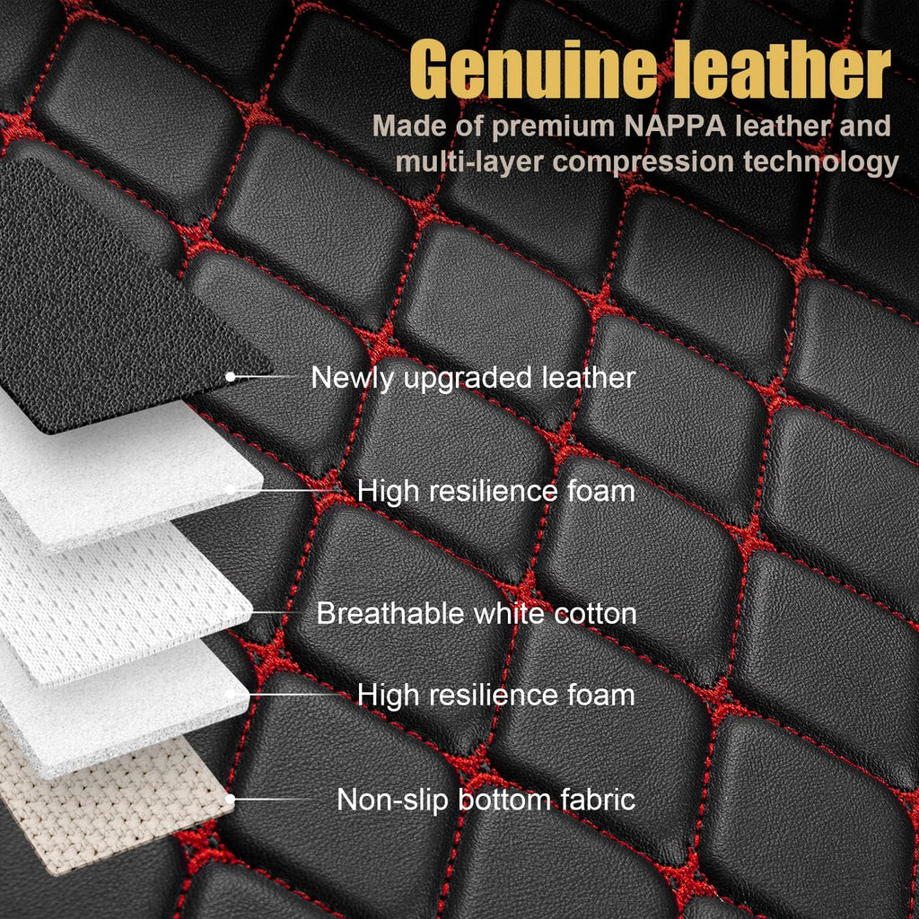 Leather Car Floor Mats Custom Fit (1st & 2nd Row Black) E510