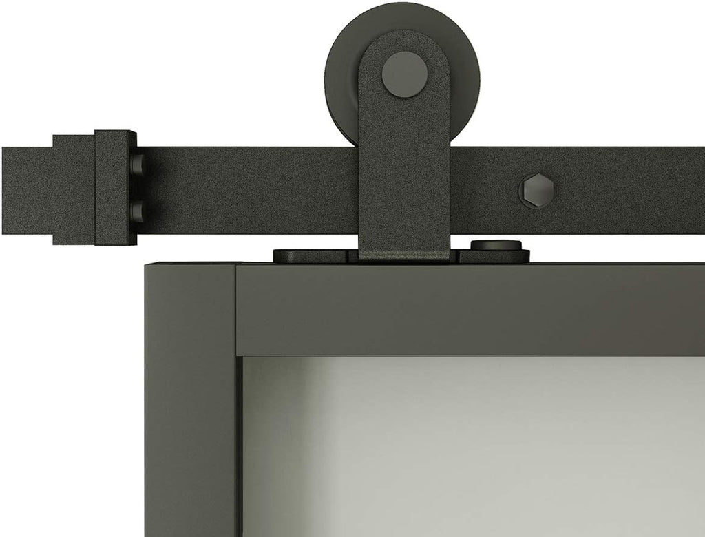 Black Aluminum Frame Glass Sliding Barn Door Slab L604
