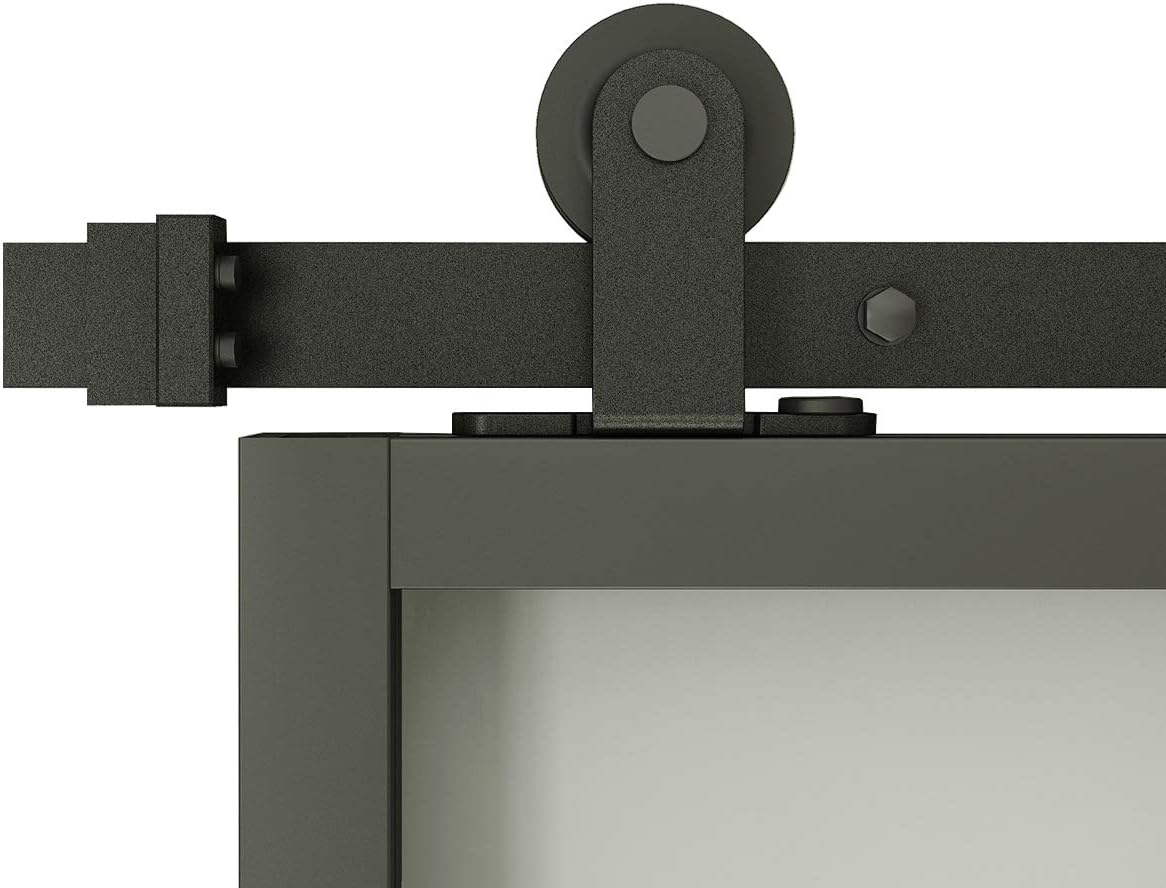 Black Aluminum Frame Glass Sliding Barn Door Slab L604