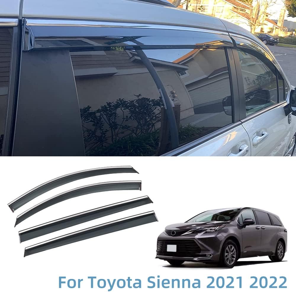 Tape on Rain Guard Vent Visor Window Wind Deflector with 304 Stainless Steel Trim K571441