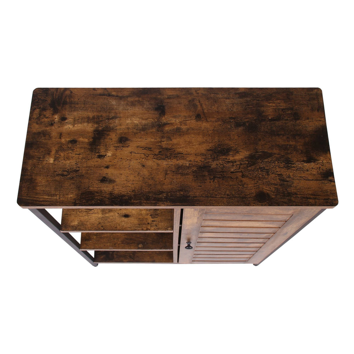 Rustic Brown Wooden Storage Cabinet with Shutter Door and 3 Compartments O1238