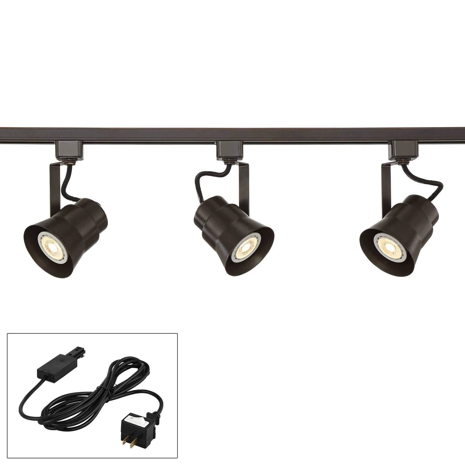 Bronze 3-Light LED Track Kit with Cord and Plug Connector Y183338