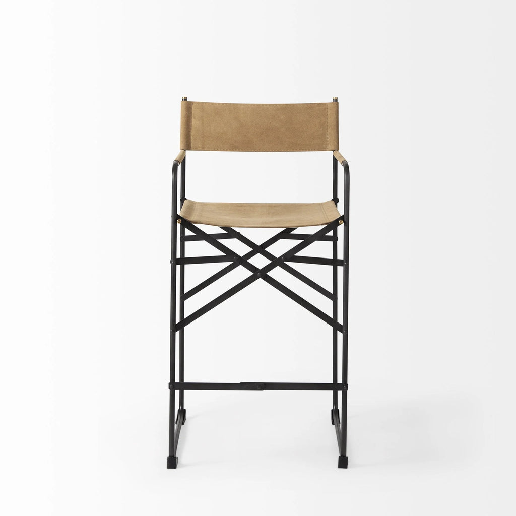 Tan Leather Directors Chair Counter Stool V55179