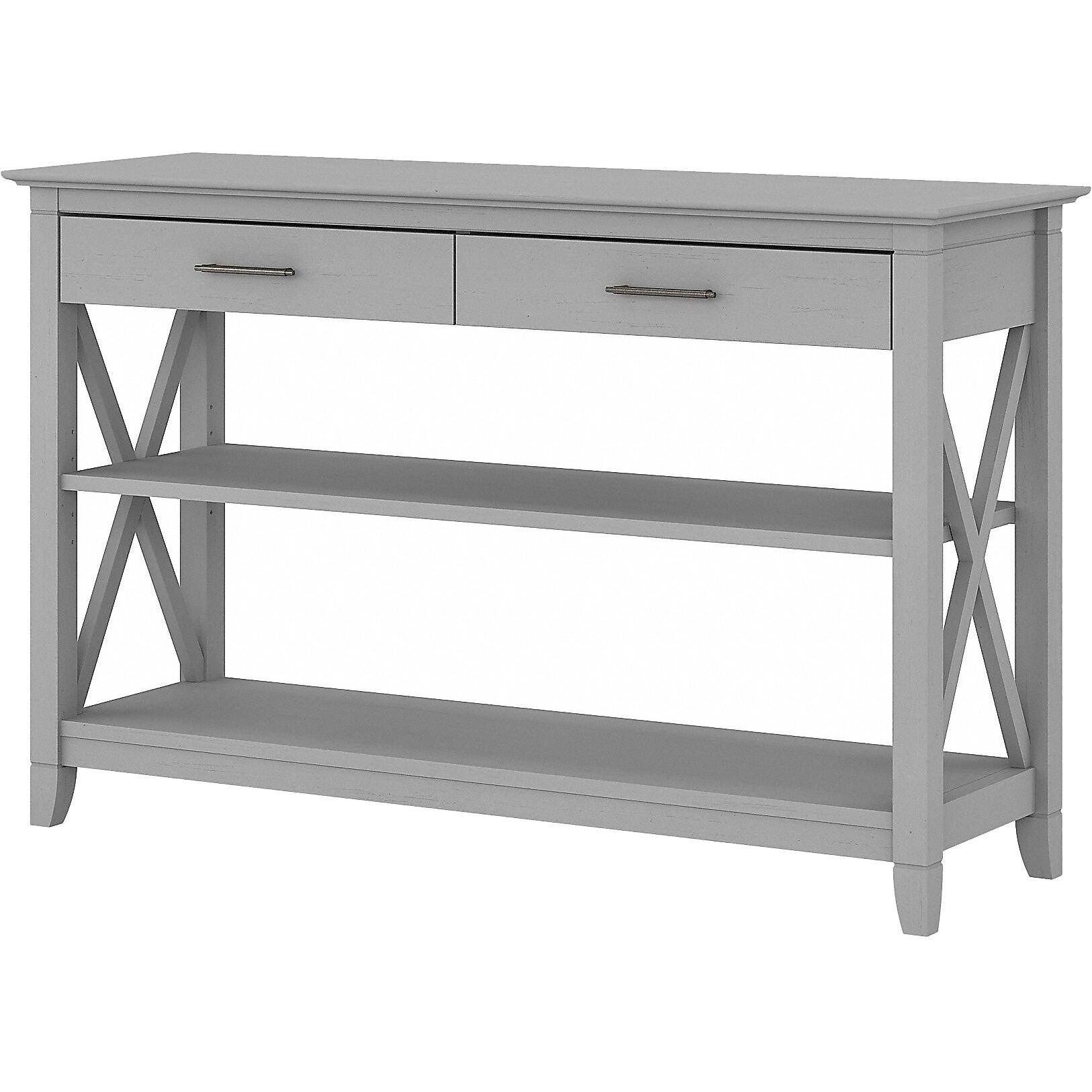 Cape Cod Gray Console Table with Drawers and Shelves I61806