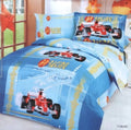 Twin Blue Car Racing Toddler Duvet Cover Set X557070